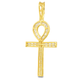 10K Yellow Gold Diamond Ankh Pendant 2.50 ctw | Baguette Cut Design