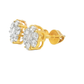 10K Yellow Gold 0.65 ctw Diamond Flower Earrings | Baguette Center | Jewelry Palace
