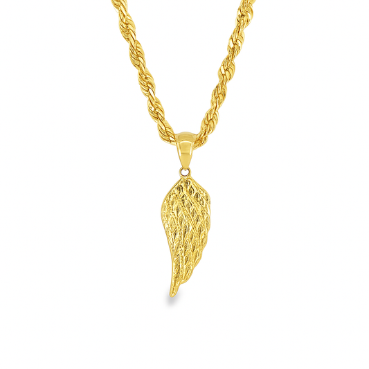 10K Yellow Gold Angel Wing Pendant Necklace Set – Symbol of Faith & Protection | Jewelry Palace