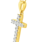 10K Yellow Gold Diamond Cross Charm Necklace Round Brilliant Diamonds 0.50 CTW
