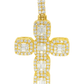10K Yellow Gold Diamond Cross Pendant with Square Cut Diamonds 1.74 ctw