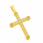 10K Yellow Gold Diamond Cross Pendant with Round Brilliant Cut Diamonds 2.00 ctw