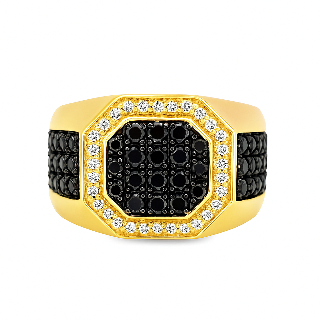 Men’s Classic Black Diamond Ring 1.20 ctw 10K Yellow Gold – Bold Luxury Band | Jewelry Palace Lithonia, GA