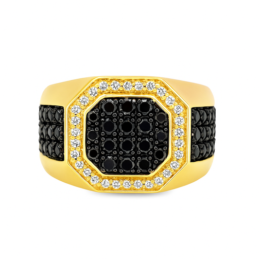 Men’s Classic Black Diamond Ring 1.20 ctw 10K Yellow Gold – Bold Luxury Band | Jewelry Palace Lithonia, GA