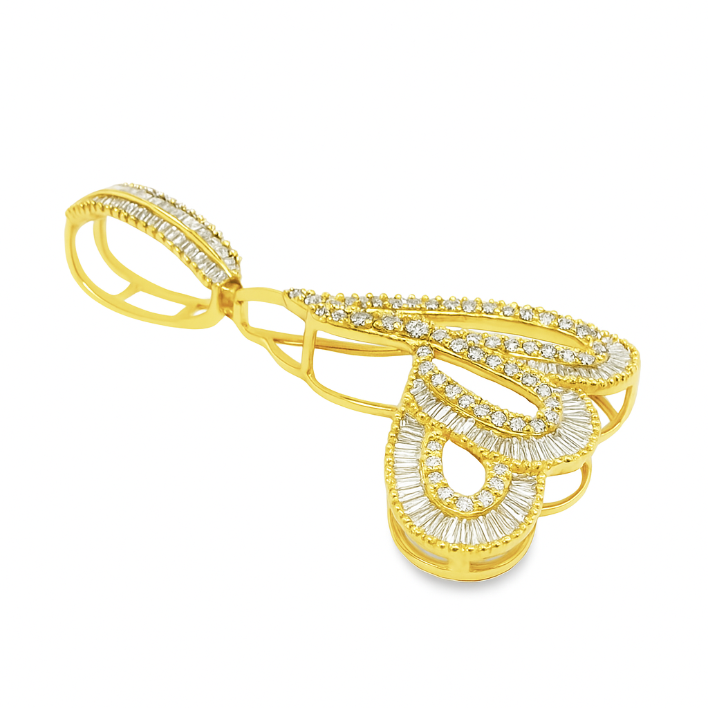 10K Yellow Gold 2.25 ctw Baguette Diamond Allah Pendant | Spiritual Iced-Out Faith Piece | Jewelry Palace