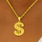 10K Yellow Gold Dollar Sign Pendant Necklace Set – Symbol of Wealth & Success | Jewelry Palace