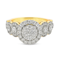 10K Yellow Gold Halo Set Diamond Wedding Ring with Diamond Band 1.03 ctw