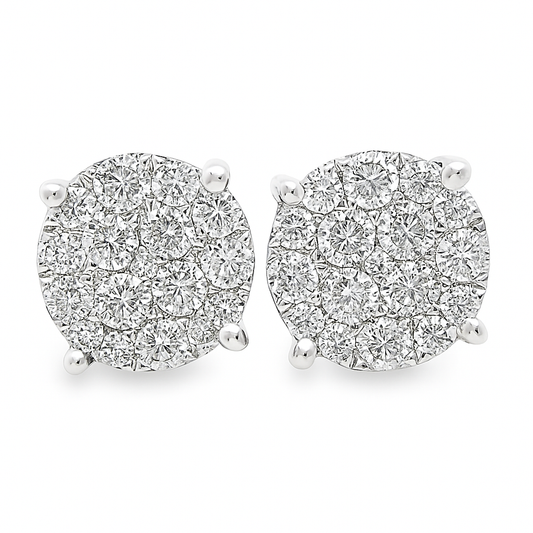 10K Yellow Gold 2.98 ctw Diamond 4-Prong Circle Earrings | Statement Studs | Jewelry Palace