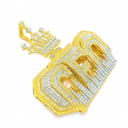 10K Yellow Gold Diamond Baguette “CEO” Crown Pendant 8.0 ctw