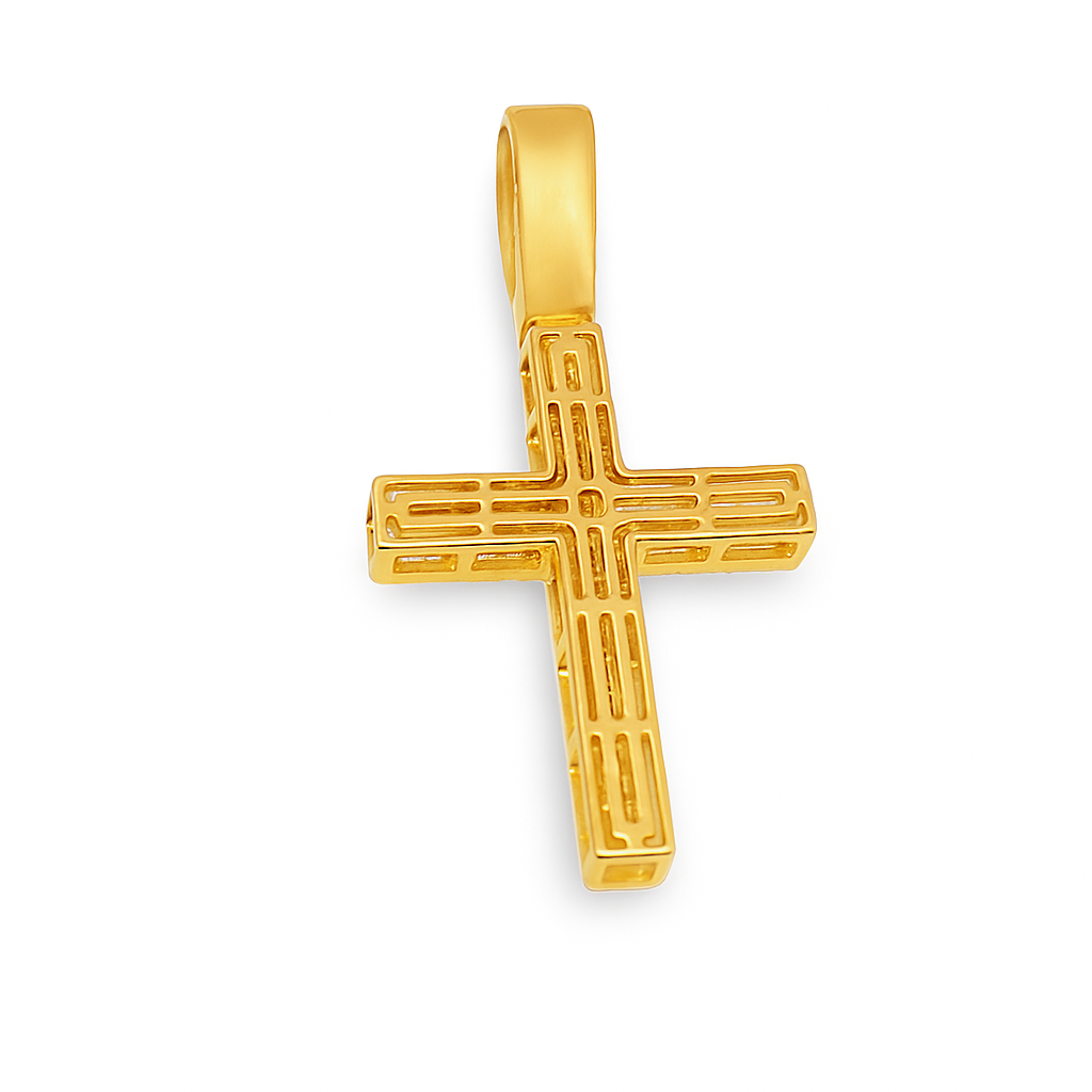 10K Yellow Gold 1.00 ctw Diamond Baguette Cross Pendant | Faith & Luxury Statement | Jewelry Palace