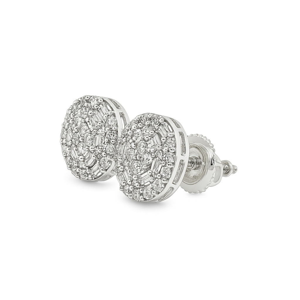 10K White Gold 0.50 ctw Diamond Round Cluster Stud Earrings | Jewelry Palace