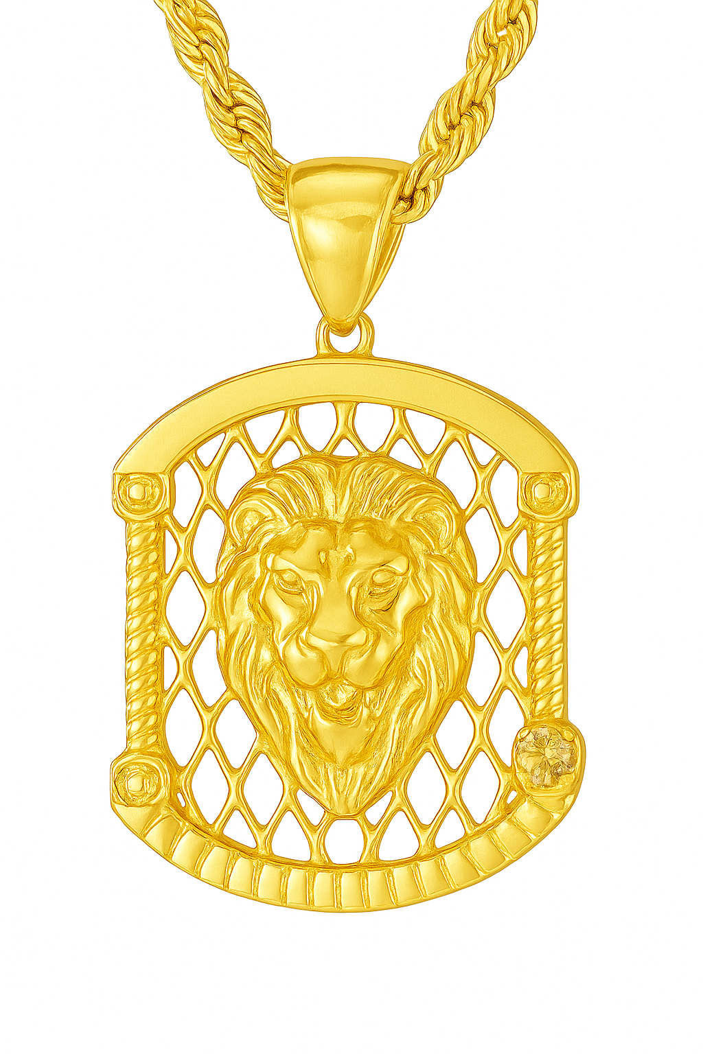 10K Yellow Gold Lion Head Pendant Necklace Set – Symbol of Strength & Power | Jewelry Palace