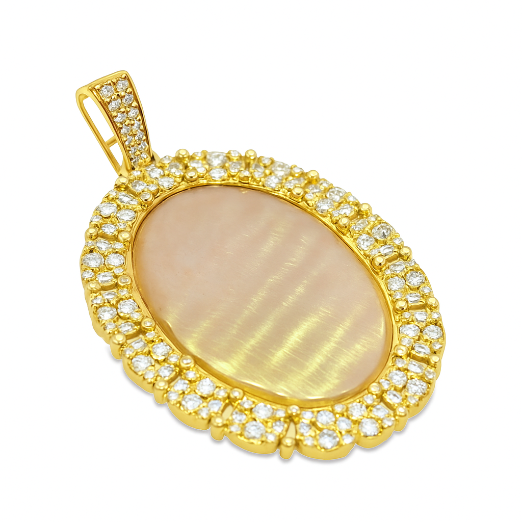 10K Yellow Gold Diamond Oval Memory Pendant 4.0 CTW | Jewelry Palace