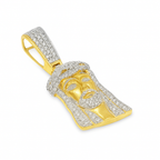 Diamond Jesus face pendant in 10K yellow gold, alternate view
