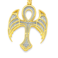 10K Yellow Gold Diamond Ankh Pendant 0.63 ctw | Angel Wing Cross of Life
