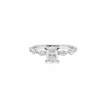 14K White Gold Diamond Engagement Ring with Oval Cut Center 1.625 ctw | Marquise Accent Bridal Ring – Jewelry Palace