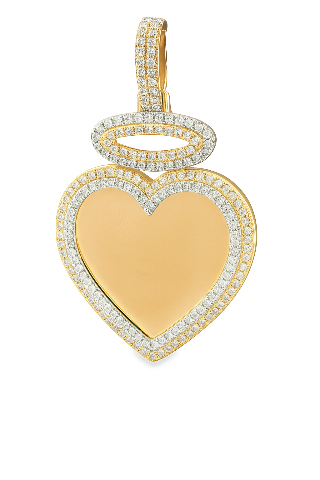 10K Yellow Gold Diamond Heart Memory Pendant with Halo 1.15 ctw