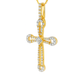 10K Yellow Gold Diamond Cross Charm Necklace Two-Tone Round Brilliant 0.23 CTW