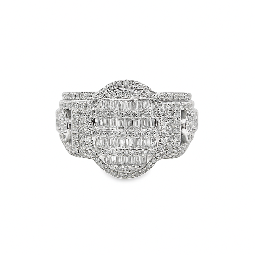 10K Yellow Gold Baguette Diamond Oval Ring 1.81 ctw – Luxury Cluster Band | Jewelry Palace Lithonia, GA