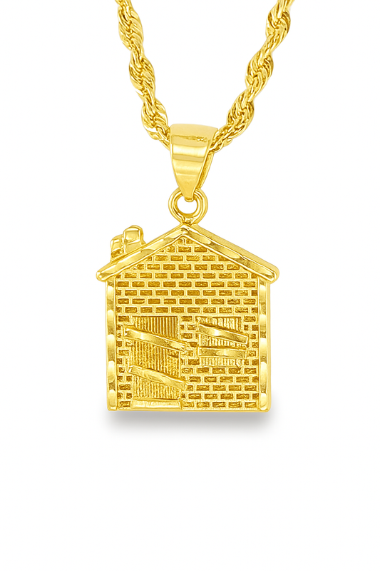 10K Yellow Gold House Pendant Necklace Set – Bold Urban Design | Jewelry Palace