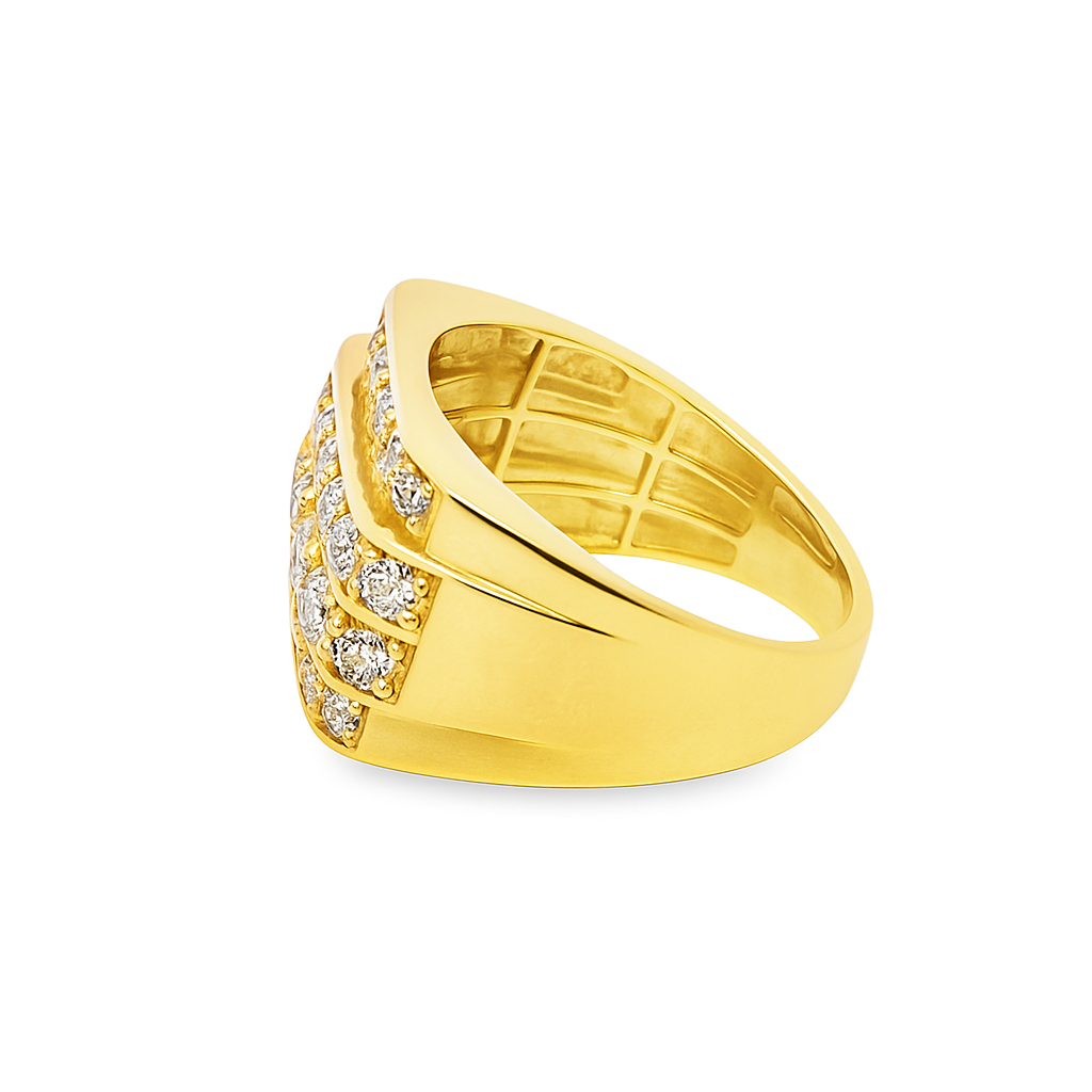 10K Yellow Gold 2.50 ctw Diamond Multi-Row Ring – Men’s Brilliant Statement Band | Jewelry Palace Lithonia, GA