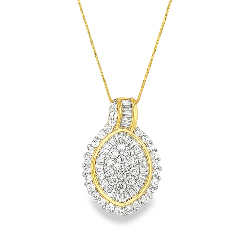 10K Yellow Gold Oval Brilliant Diamond Pendant Cluster Halo 1.00 CTW