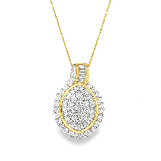 10K Yellow Gold Oval Brilliant Diamond Pendant Cluster Halo 1.00 CTW