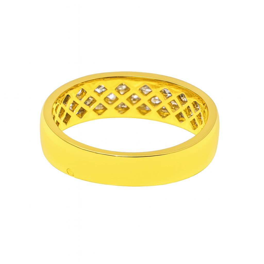 Mens Diamond Band 10K Yellow Gold Two Row Wedding Ring 0.75 CTW