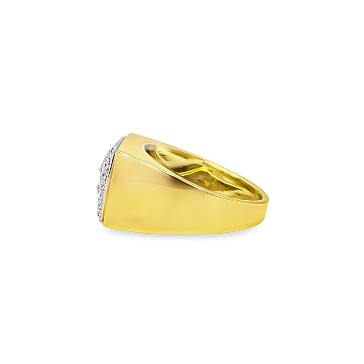 Men’s 10K Yellow Gold Diamond Baguette Ring 0.60 CTW | Rectangle Cluster Iced-Out Ring | Jewelry Palace