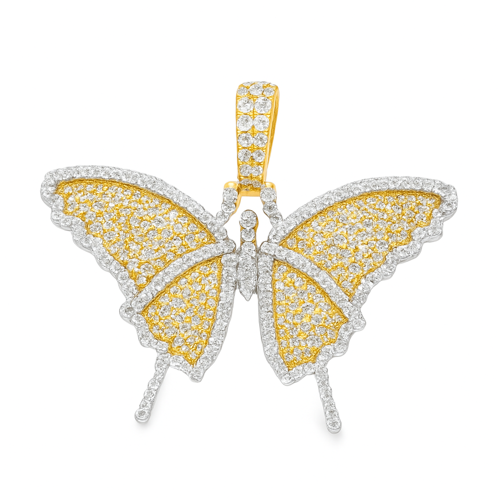 10K Yellow Gold 1.46 CTW Diamond Butterfly Pendant