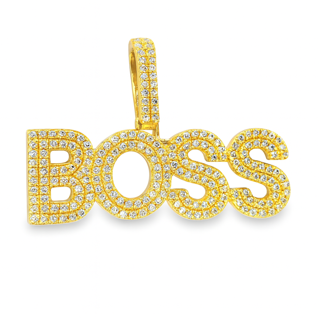 10K Yellow Gold Diamond "BOSS" Pendant 0.78 ctw