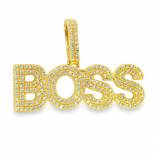10K Yellow Gold Diamond "BOSS" Pendant 0.78 ctw