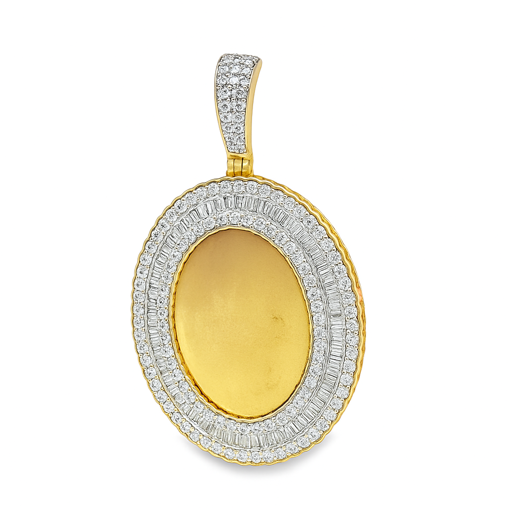 10K Yellow Gold Diamond Oval Memory Pendant 3.0 CTW | Jewelry Palace