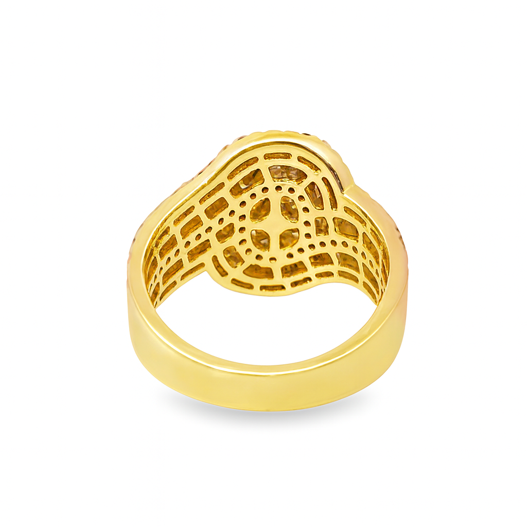 10K Yellow Gold Diamond Ring 1.50 ctw | Round Brilliant Cluster with Baguette Accents – Jewelry Palace Lithonia GA