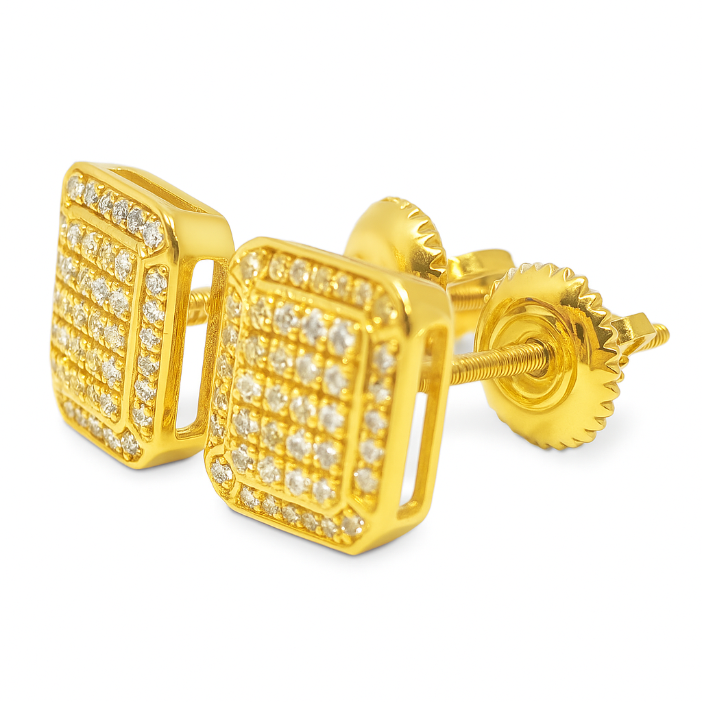 10K Yellow Gold Diamond Square Pave Stud Earrings 0.24 CTW | Jewelry Palace