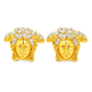 10K Yellow Gold Diamond Medusa Stud Earrings | 1/10 CTW Round-Cut Diamonds