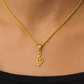 10K Yellow Gold Treble Clef Music Note Pendant w/ 20” Rope Chain Necklace