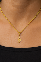 Stone-free 10K gold music note necklace product view