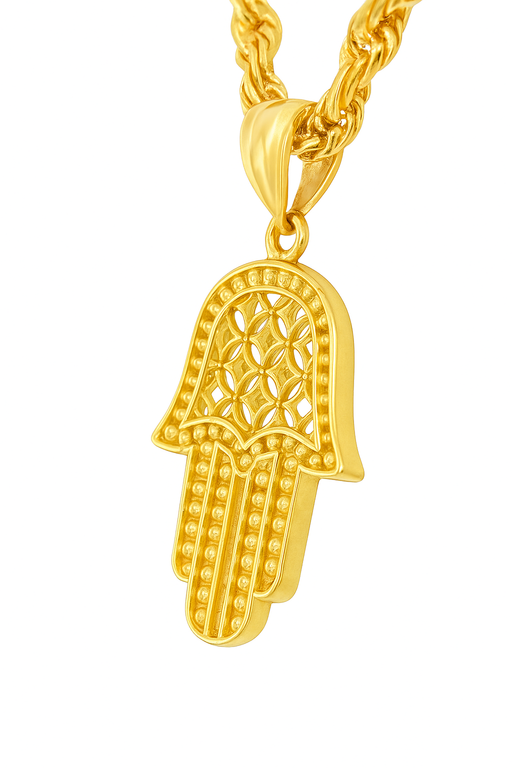 10K Yellow Gold Hamsa Hand Pendant Necklace Set – Symbol of Protection & Luck | Jewelry Palace