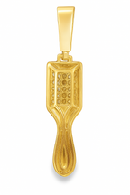 10K Yellow Gold Diamond Brush Pendant 2.0 ctw | Round Cut Iced-Out Charm