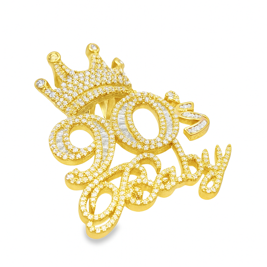 10k Yellow Gold Baguette Diamond '90s Baby' Pendant 2.75 ctw