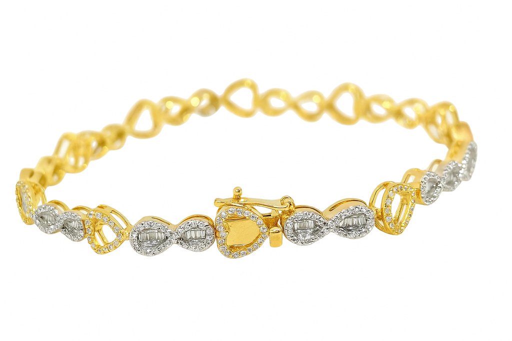 10K Yellow Gold Women’s Infinity Heart Diamond Bracelet 1.50 ctw – Romantic Symbol of Forever Love | Jewelry Palace
