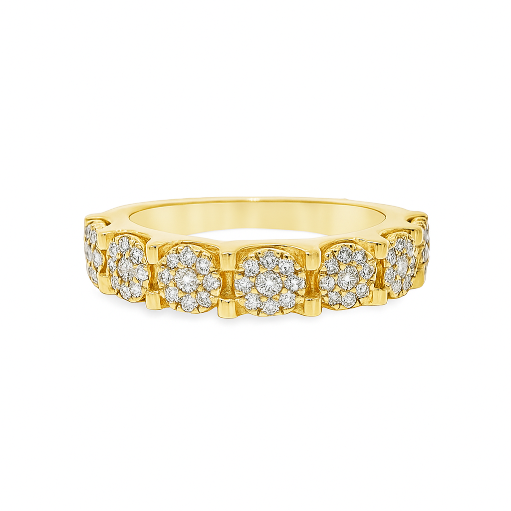 10K Yellow Gold Diamond Band Ring 0.66 CTW | Cluster-Set Round Diamond Ring | Jewelry Palace