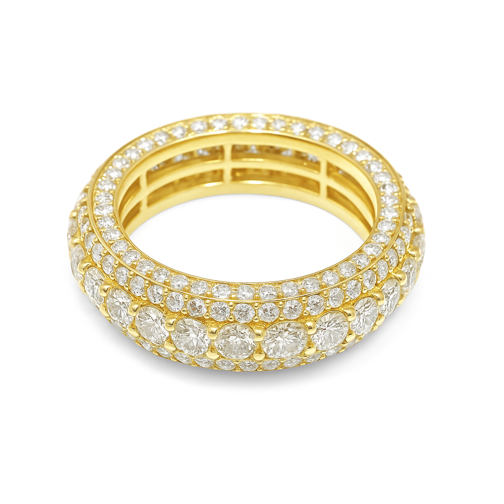10K Yellow Gold Diamond Eternity Band 6.00 CTW | Men’s Iced-Out Round Cut Ring | Jewelry Palace