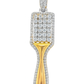 10K Yellow Gold Diamond Brush Pendant 2.0 ctw | Round Cut Iced-Out Charm
