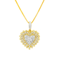 10K Yellow Gold Diamond Heart Necklace Cluster Halo Pendant 0.57 CTW