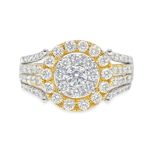 10K TwoTone White Gold Base Diamond Ring 0.99 ctw