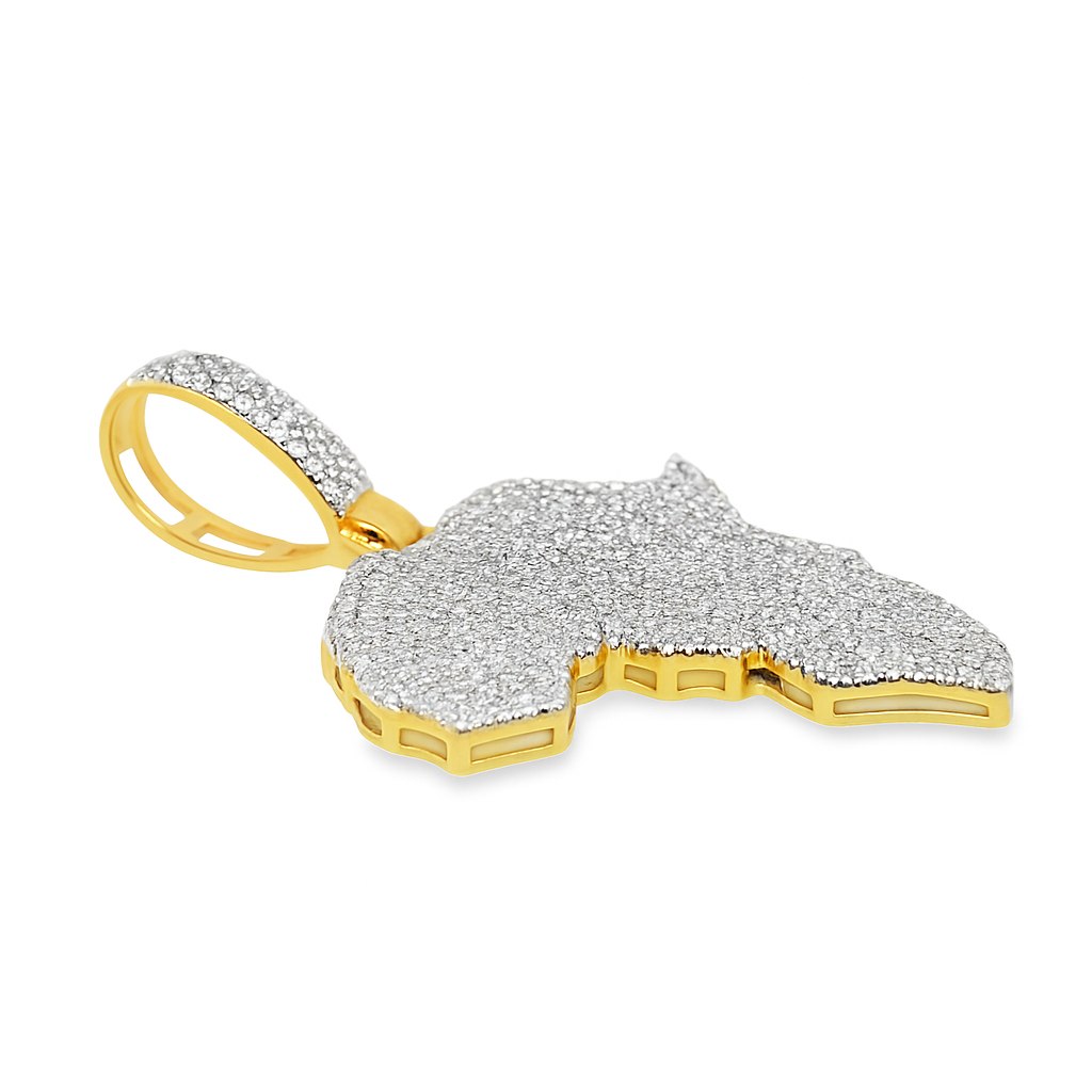 10K Yellow Gold Diamond Africa Map Pendant 0.625 CTW | Jewelry Palace