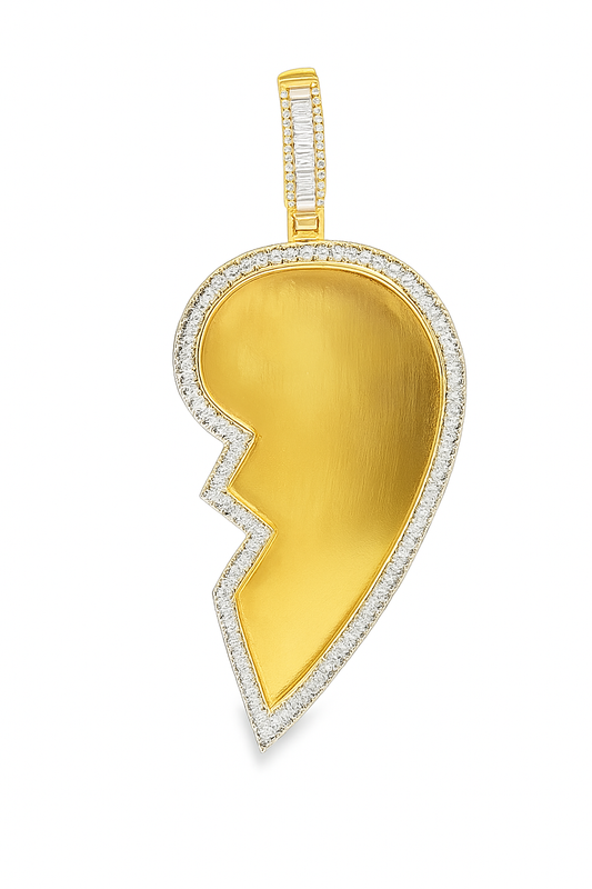 10K Yellow Gold Diamond Broken Heart Pendant 0.75 CTW | Jewelry Palace