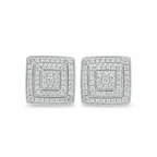 10K White Gold Diamond Square Stud Earrings 0.30 ctw | Jewelry Palace